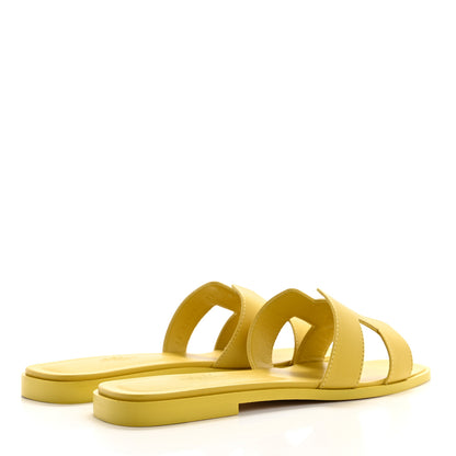 Hermes Box Calfskin Oran Sandals 37 Jaune Imperial 4 of 9