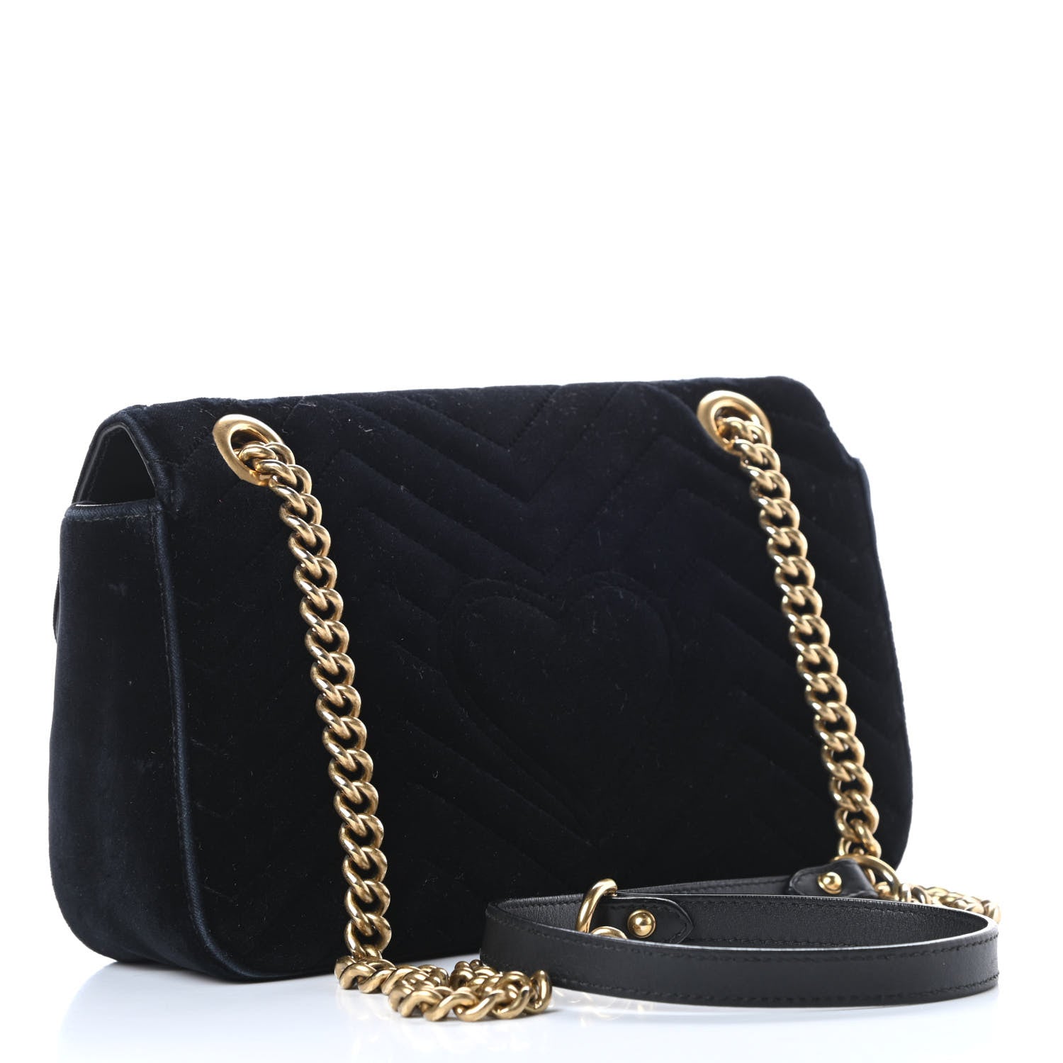 Gucci Velvet Matelasse Small GG Marmont Shoulder Bag Black 4 of 17