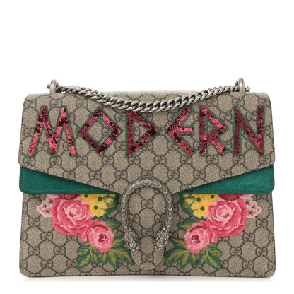 Gucci GG Supreme Monogram Embroidered Medium Dionysus Shoulder Bag Emerald 1 of 11
