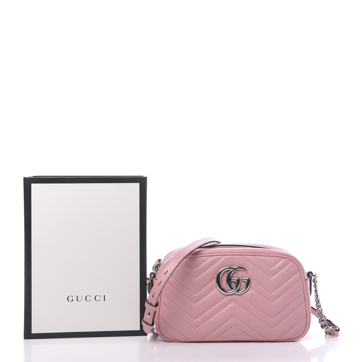 Gucci Calfskin Matelasse Small GG Marmont Chain Shoulder Bag Wild Rose 13 of 13