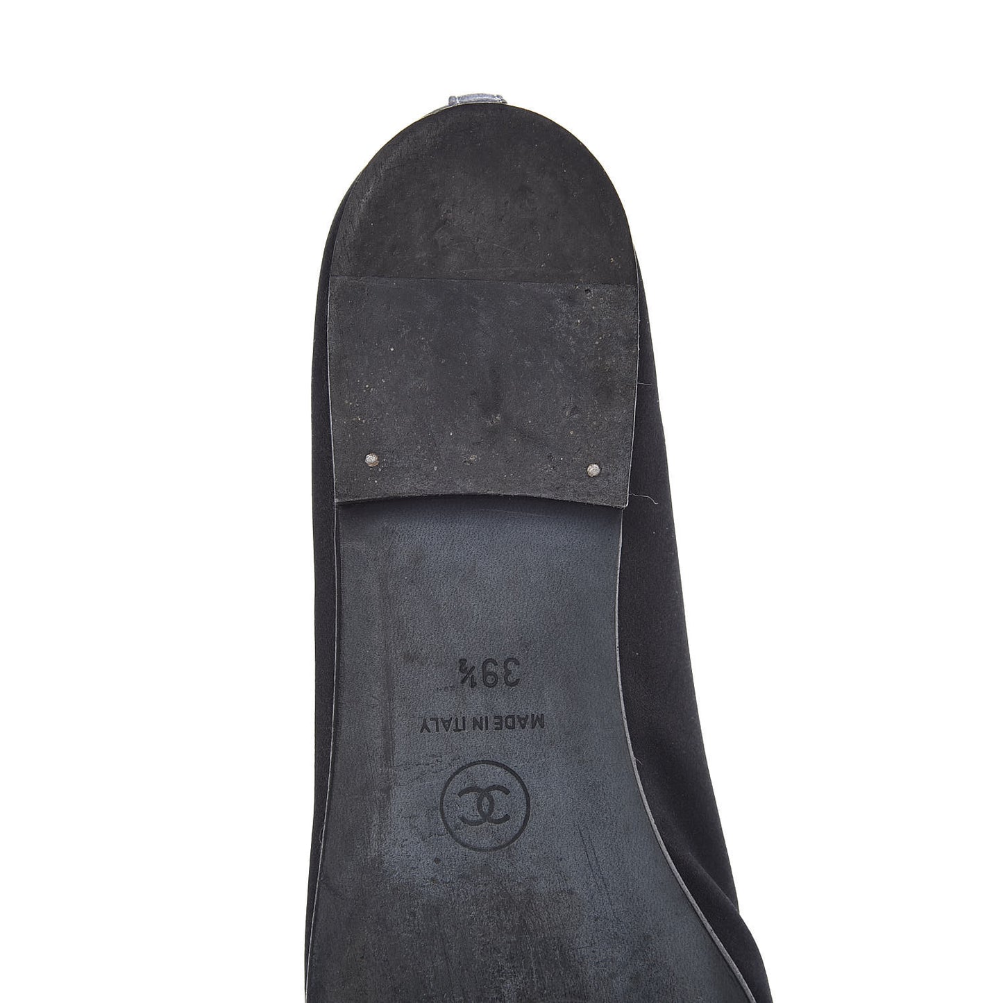 Satin Patent Cap Toe Ballerina Flats 39.5 Black
