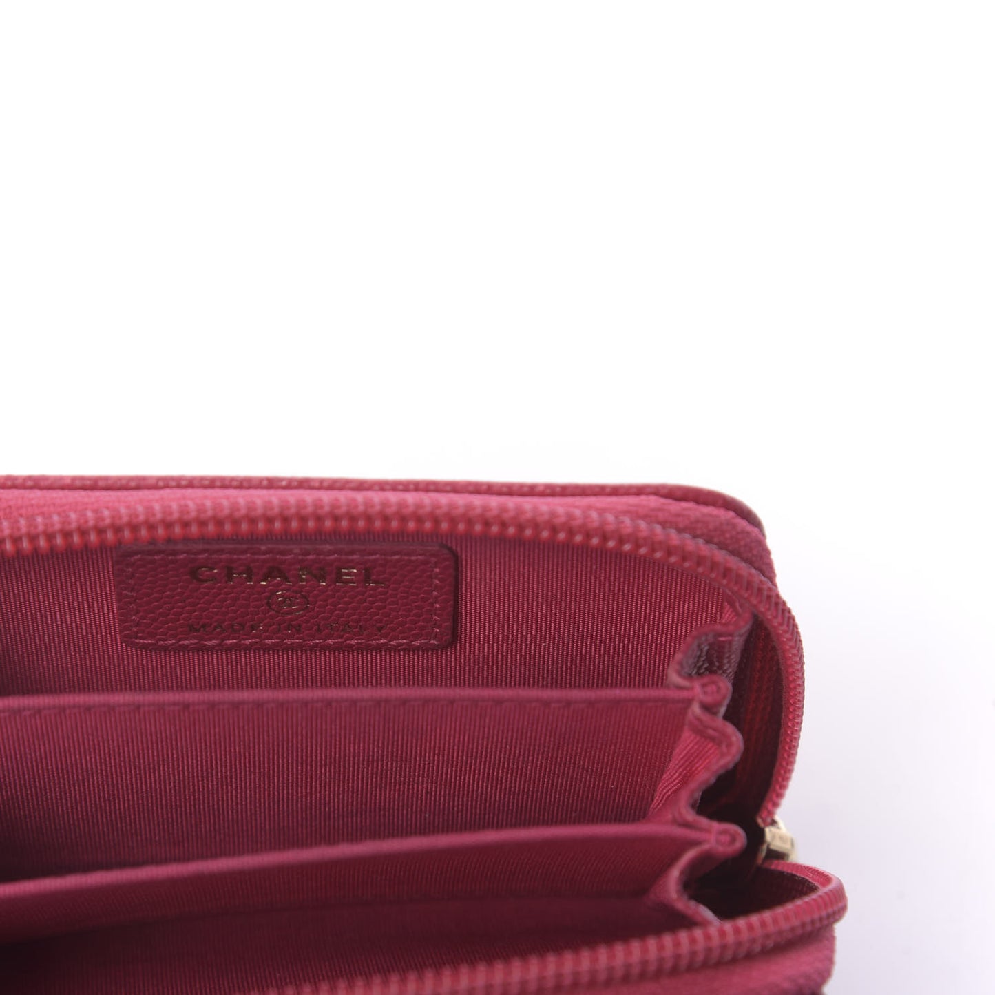 Caviar Quilted Boy Zip Around Coin Purse Wallet Dark Pink