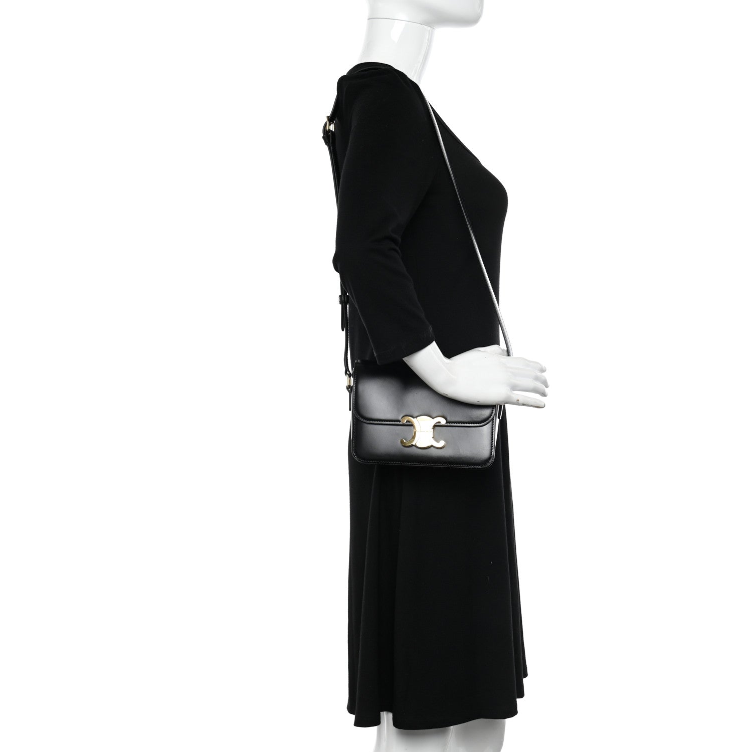 Celine Shiny Calfskin Teen Triomphe Black 2 of 10