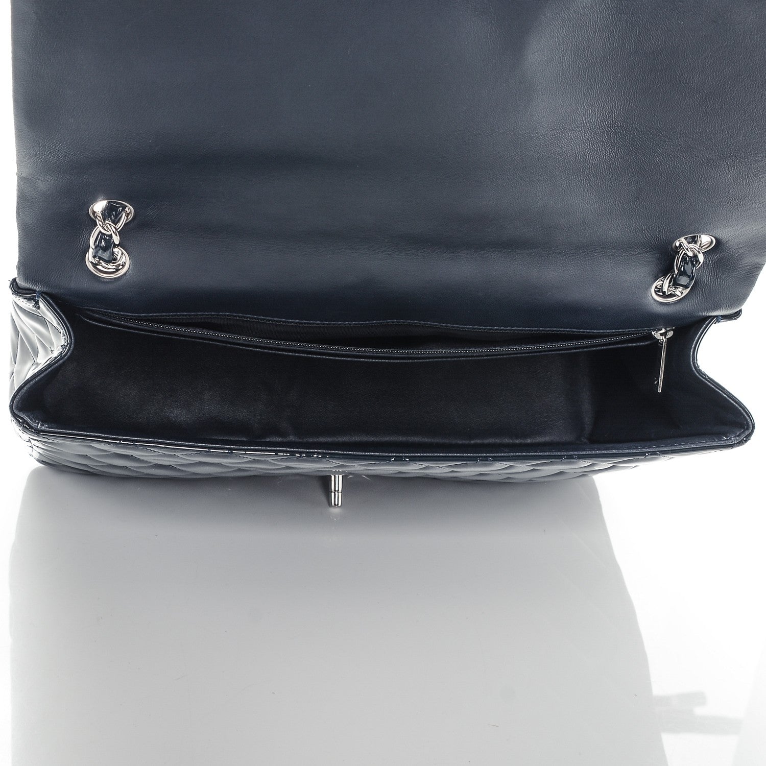Chanel Patent Quilted Maxi Single Flap Navy Blue 5 of 6