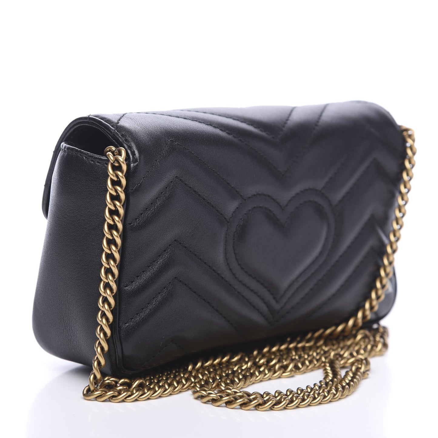 Calfskin Matelasse Super Mini GG Marmont Shoulder Bag Black