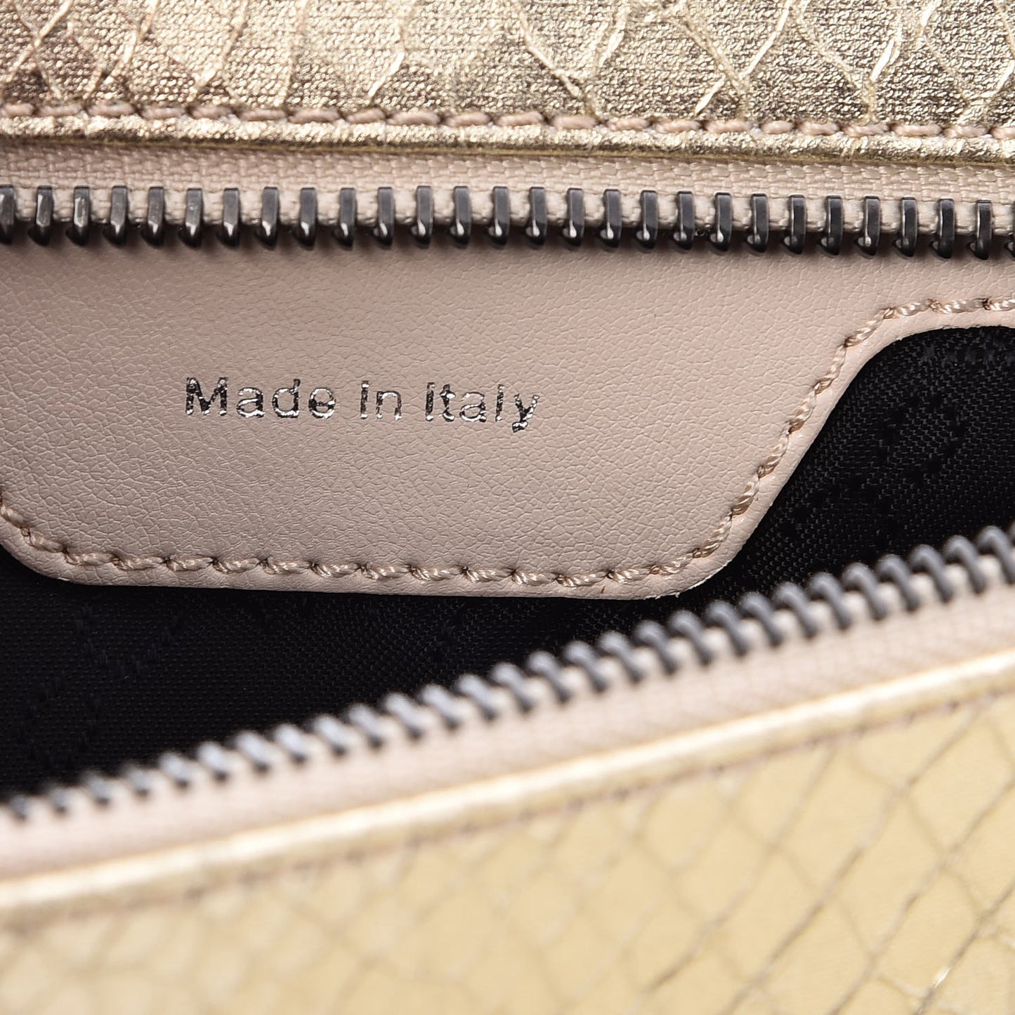 Metallic Snakeskin Embossed Fold Over Falabella Clutch Gold