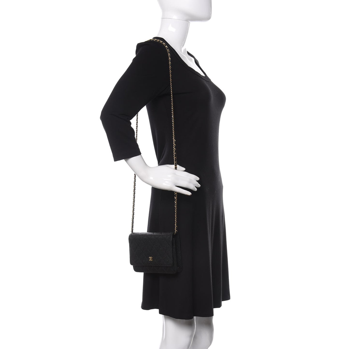 Caviar Quilted Wallet On Chain WOC Black