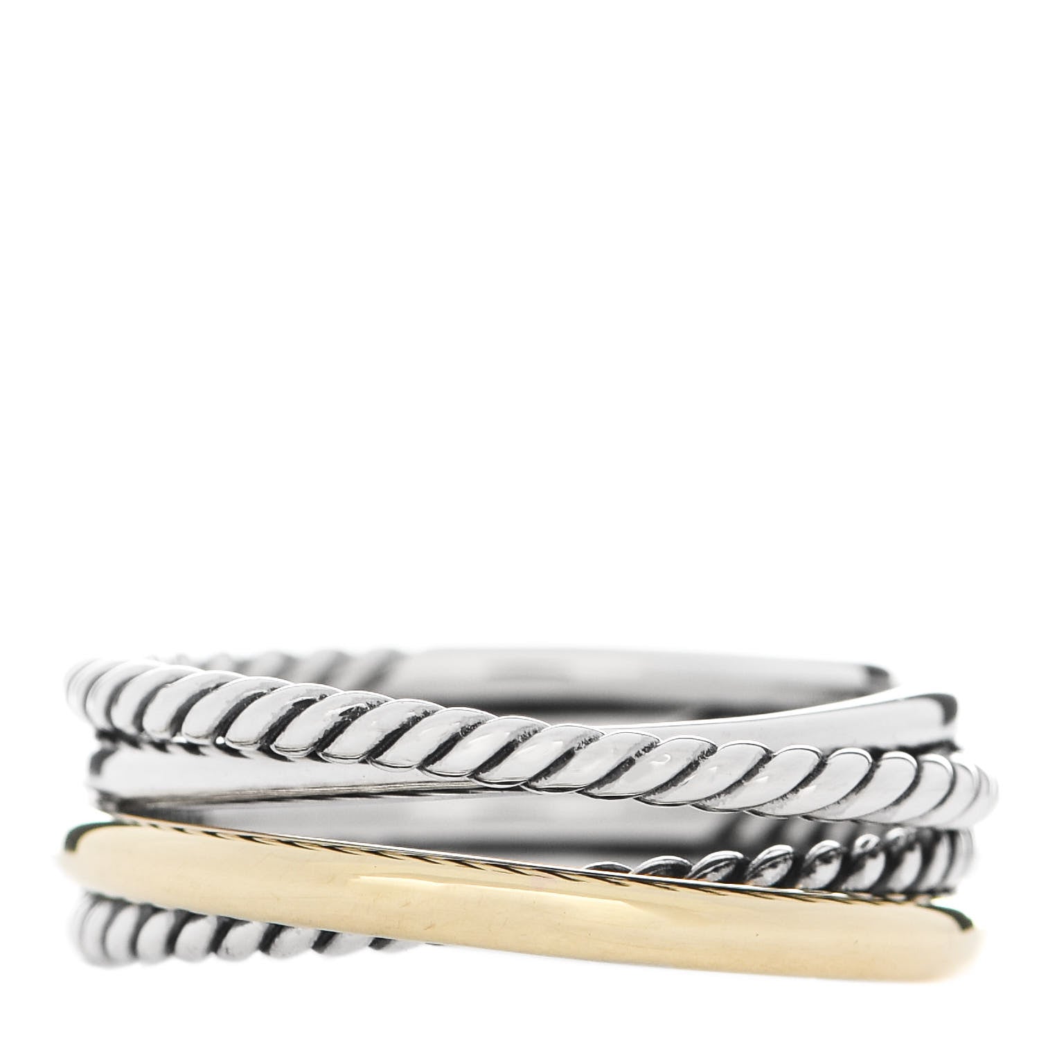 David Yurman Sterling Silver 18K Yellow Gold Narrow Crossover Ring 56 7.5 1 of 4