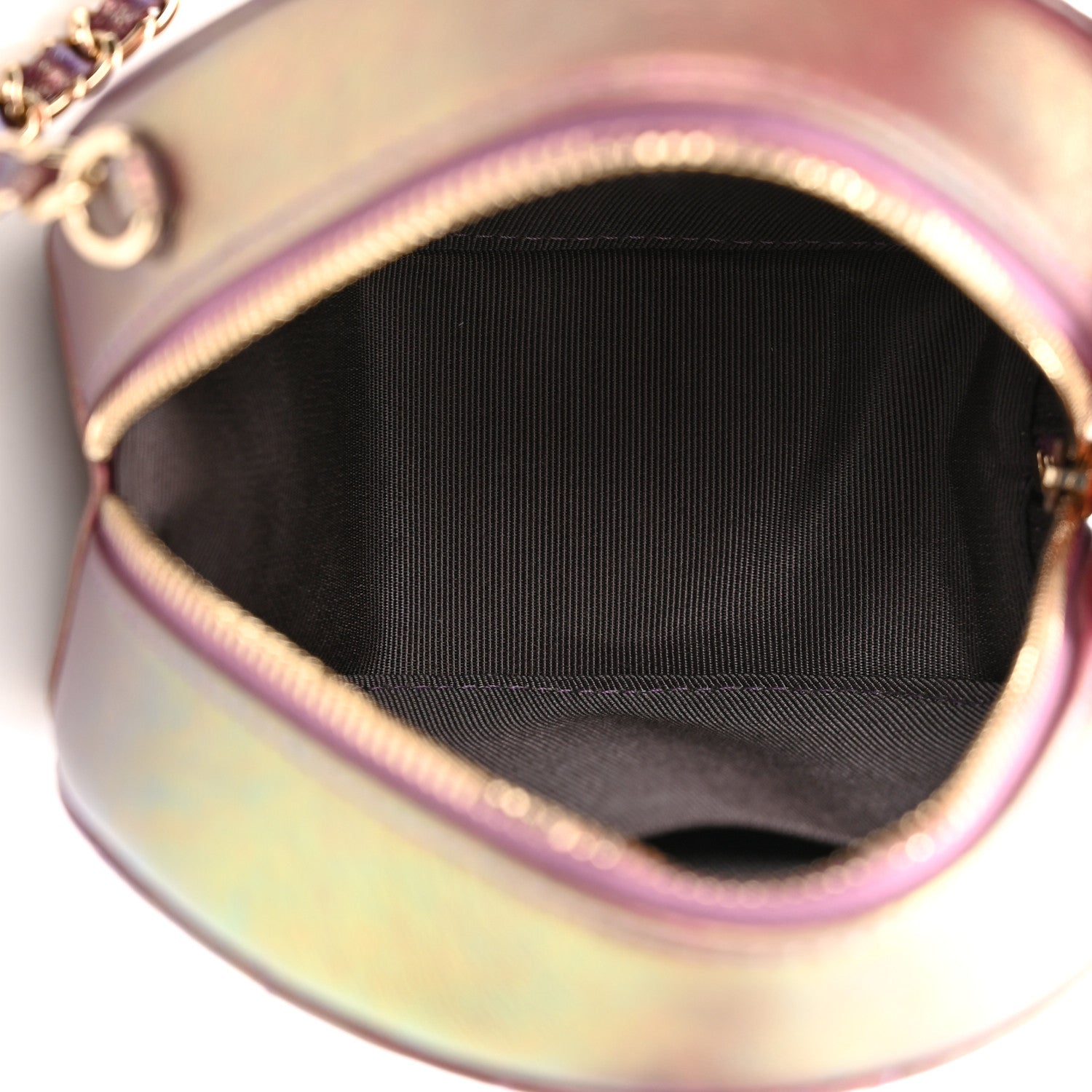 Chanel Iridescent Lambskin Quilted Round Clutch With Chain Purple 5 of 11