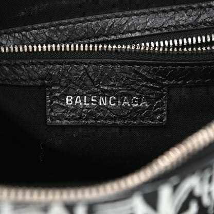 Balenciaga Agneau Arena Graffiti Small Le Cagole Shoulder Bag Black White 7 of 9