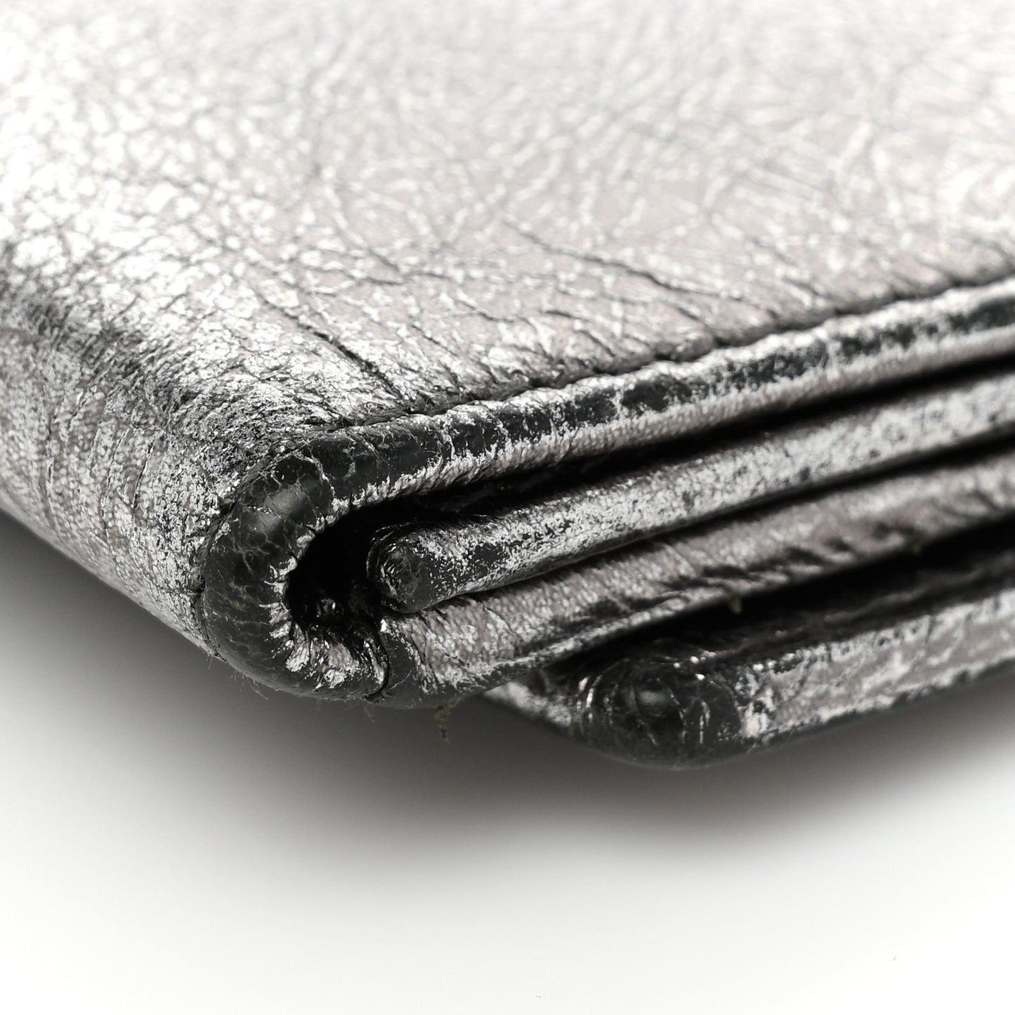 Metallic Goatskin Belle de Jour French Wallet Silver