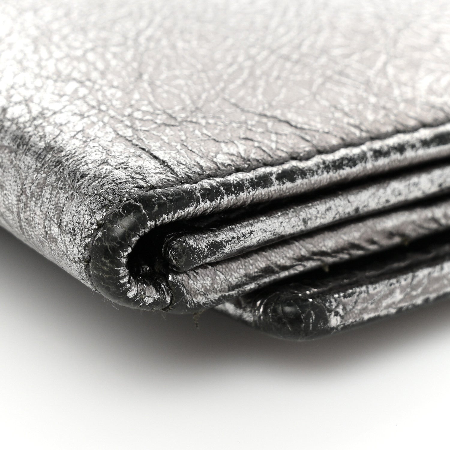 Saint Laurent Metallic Goatskin Belle de Jour French Wallet Silver 9 of 10