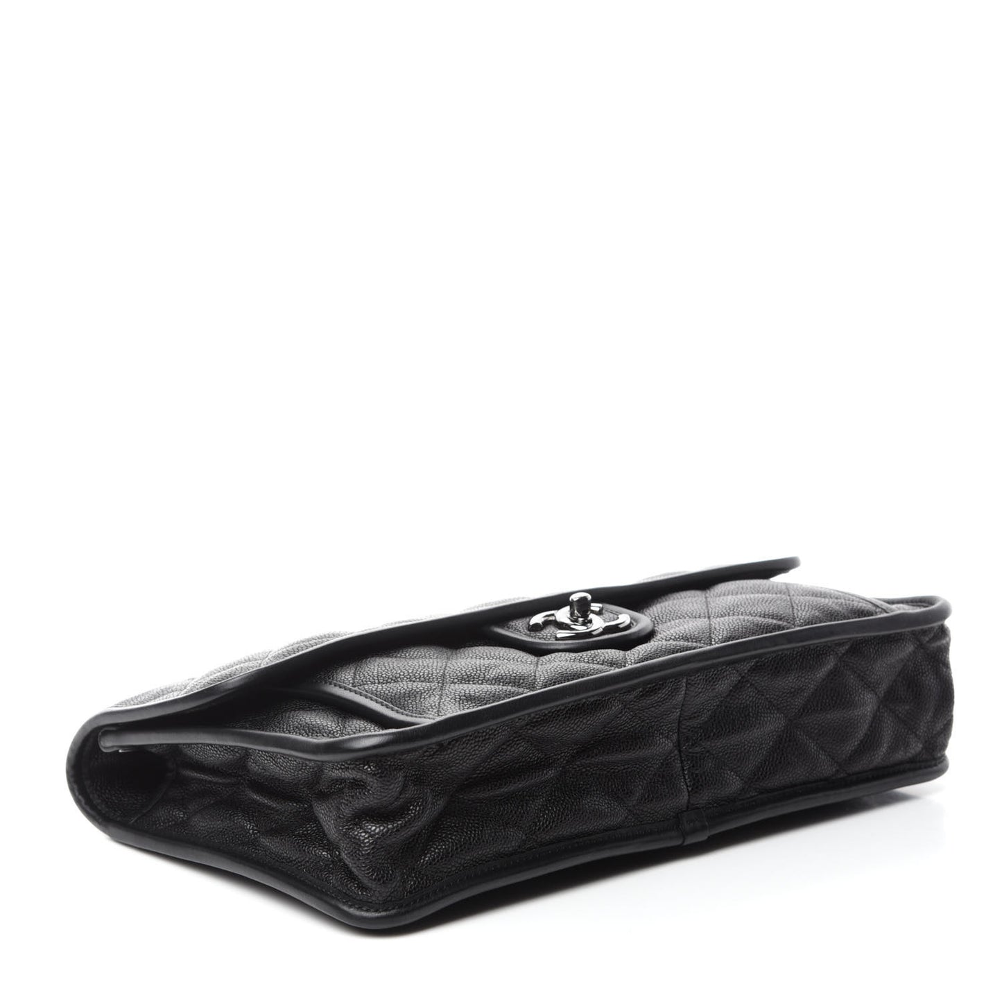 Caviar Quilted Large French Riviera Flap Black