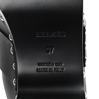 Hermes Calfskin Calya Mules 37 Black 8 of 10