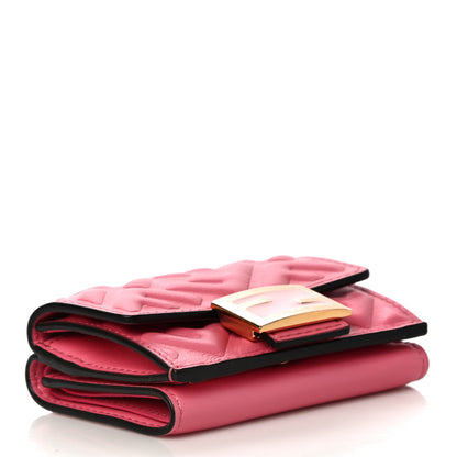 Fendi Nappa FF Diagonal Embossed Micro Tri-Fold Wallet Pink 4 of 12