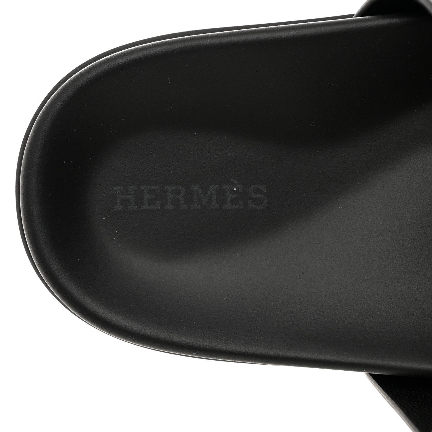 Hermes Calfskin Womens Chypre Sandals 38 Black 6 of 9