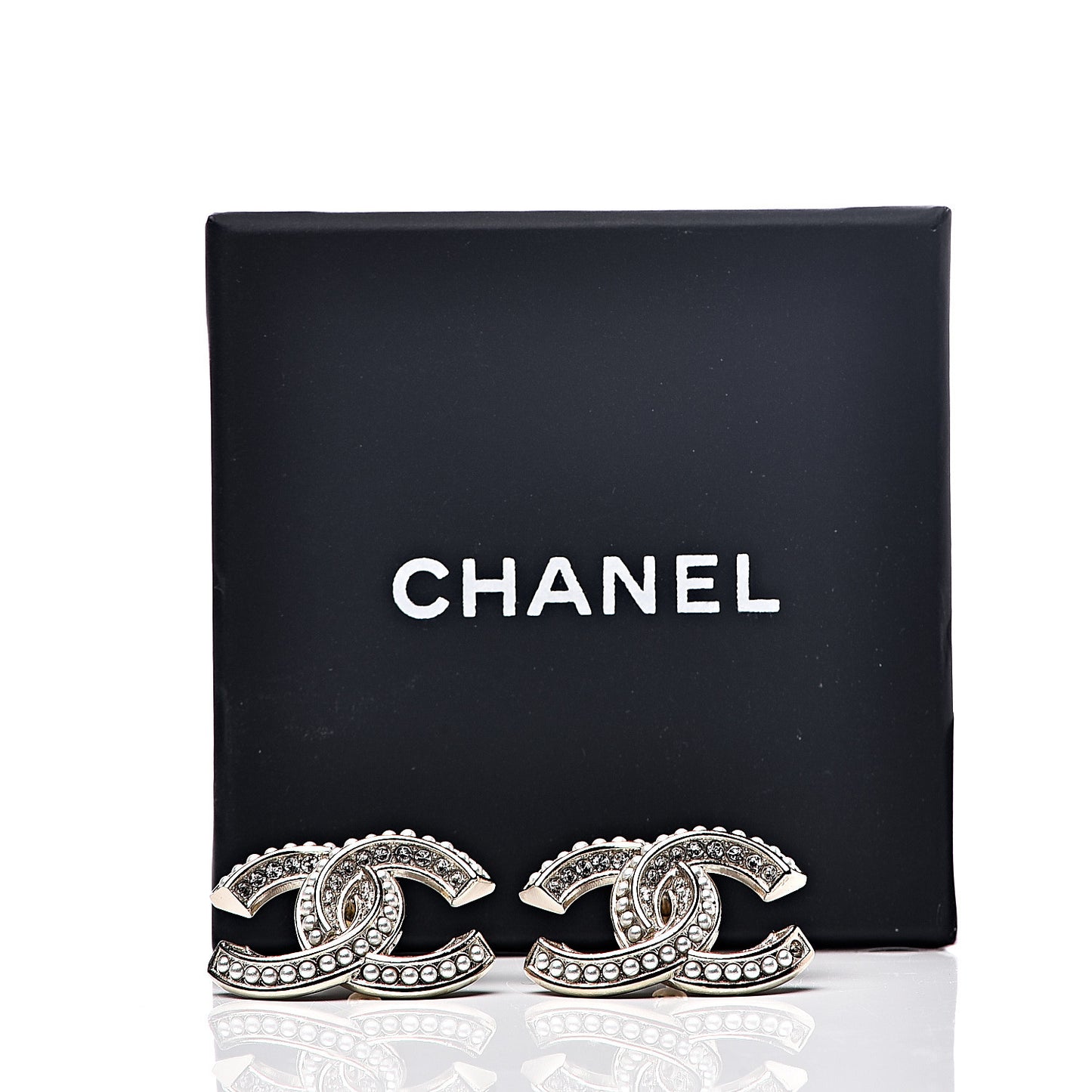 Crystal Pearl CC Earrings Gold