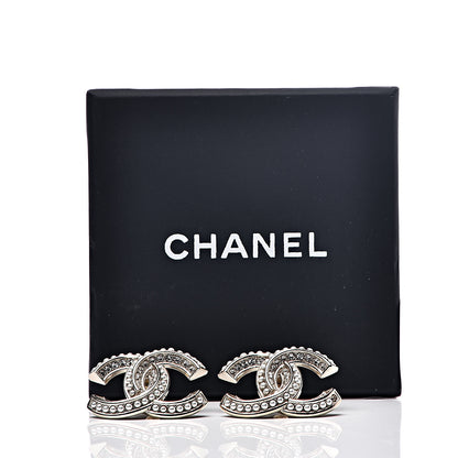 Chanel Crystal Pearl CC Earrings Gold 5 of 5
