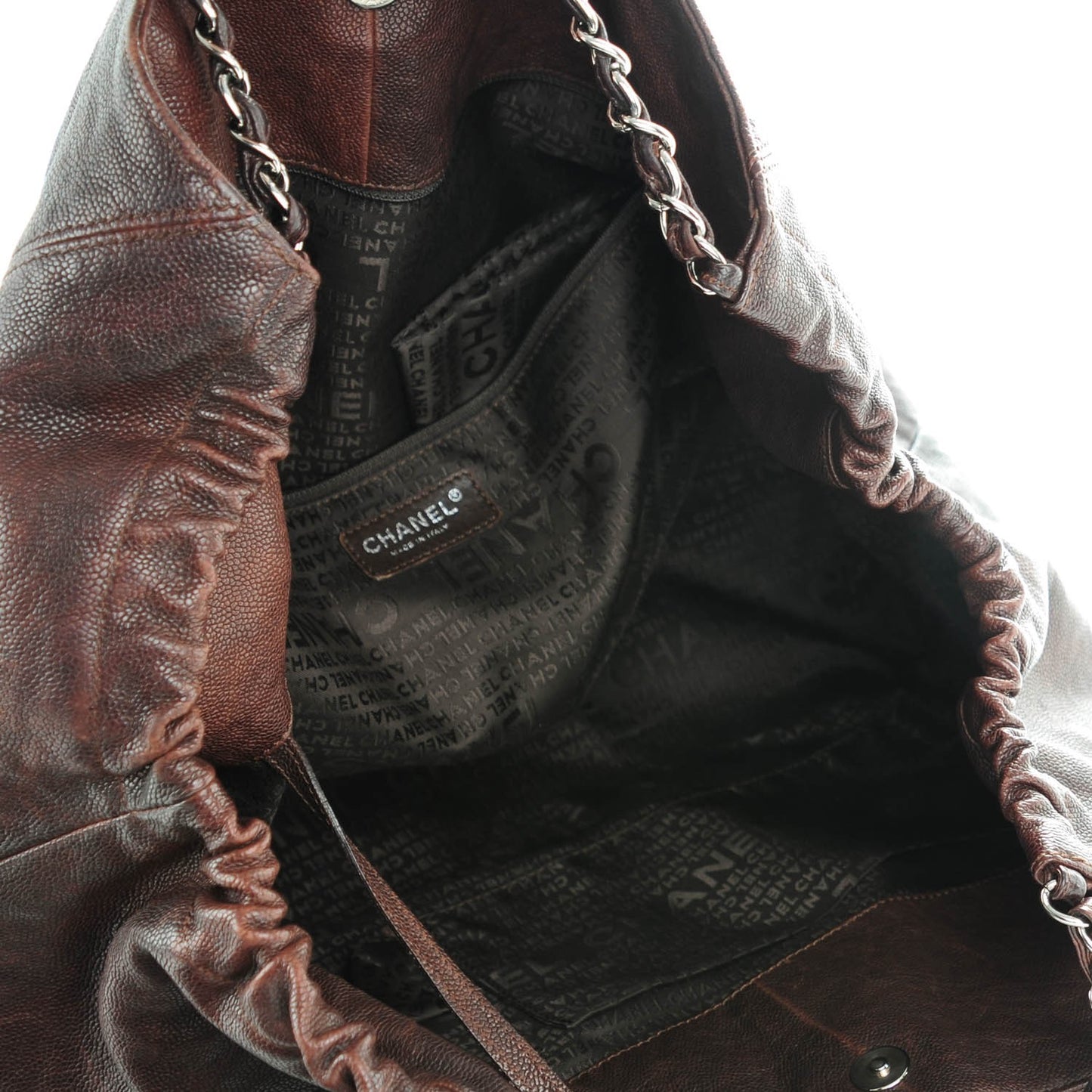 Distressed Caviar XL Coco Cabas Brown