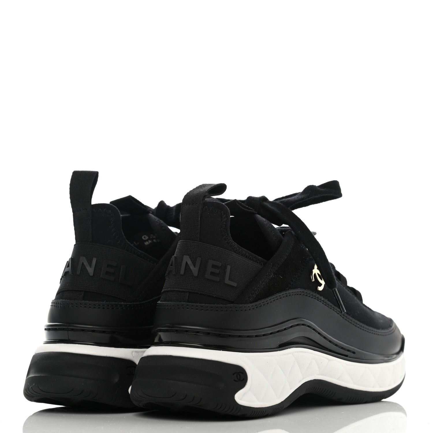 Chanel Velvet Calfskin Mixed Fibers CC Sneakers 35 Black 4 of 8