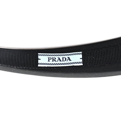 Prada Re-Nylon Metal Triangle Logo Headband Black 6 of 6