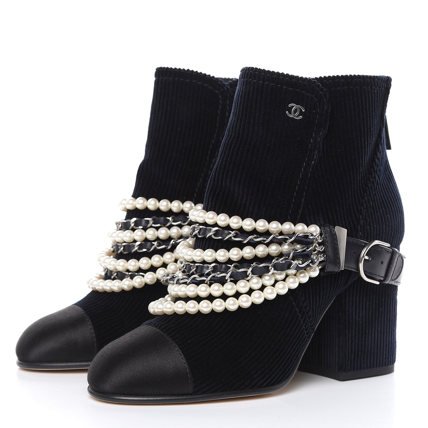 Velvet Satin Cap Cap Toe Short Boots 37 Navy Black