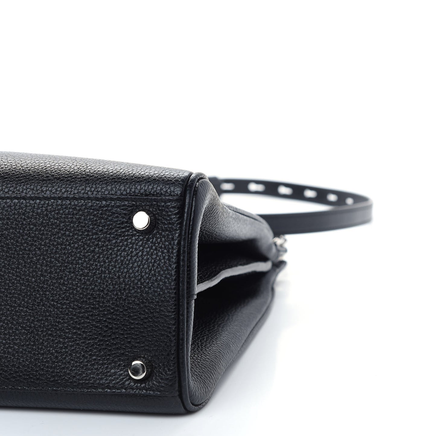Grainy Calfskin Medium Zumi Interlocking GG Horsebit Top Handle Bag Black