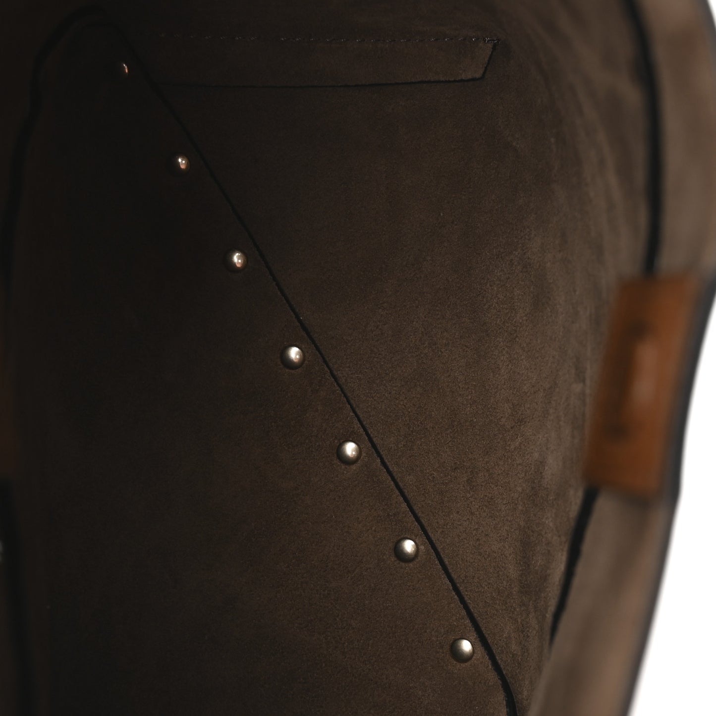 Calfskin Rockstud Wispy Bucket Bag Tobacco