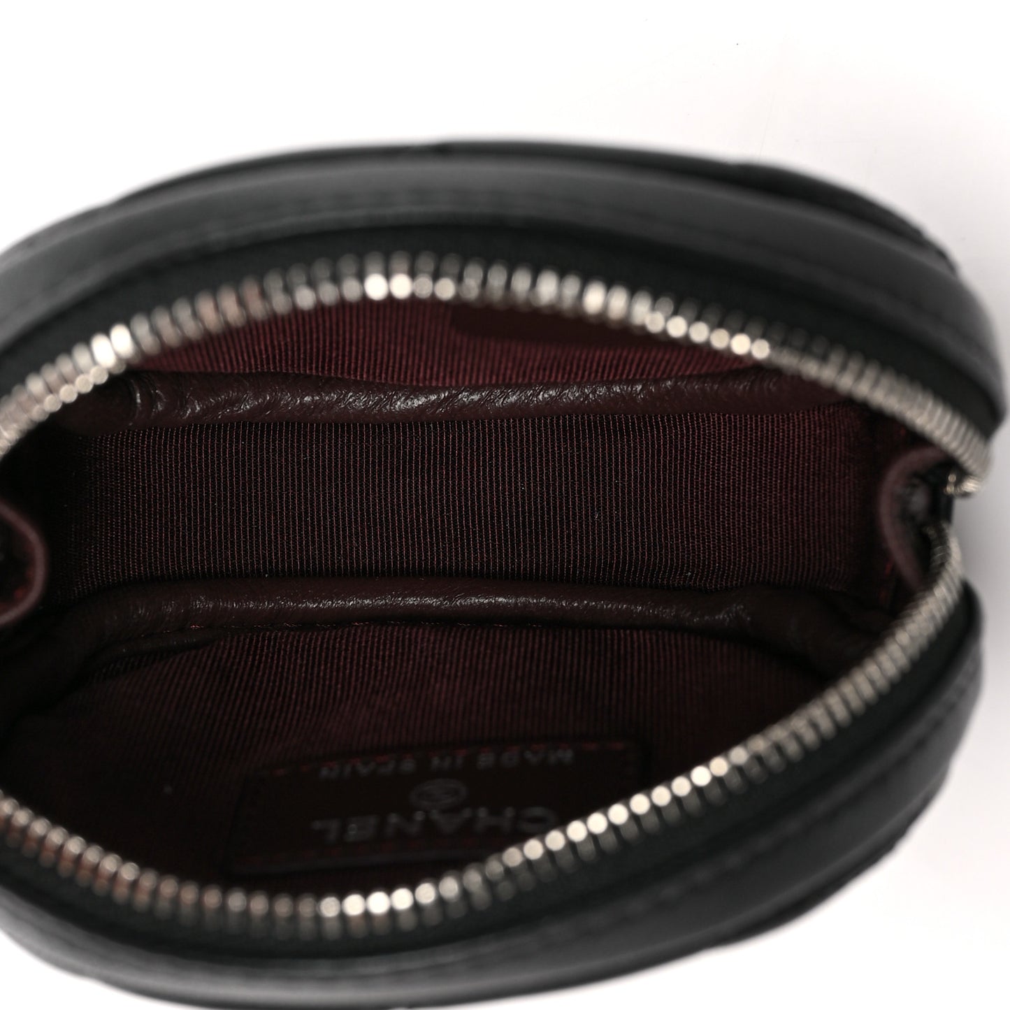 Lambskin Quilted Zip Around Classic Coin Purse Black