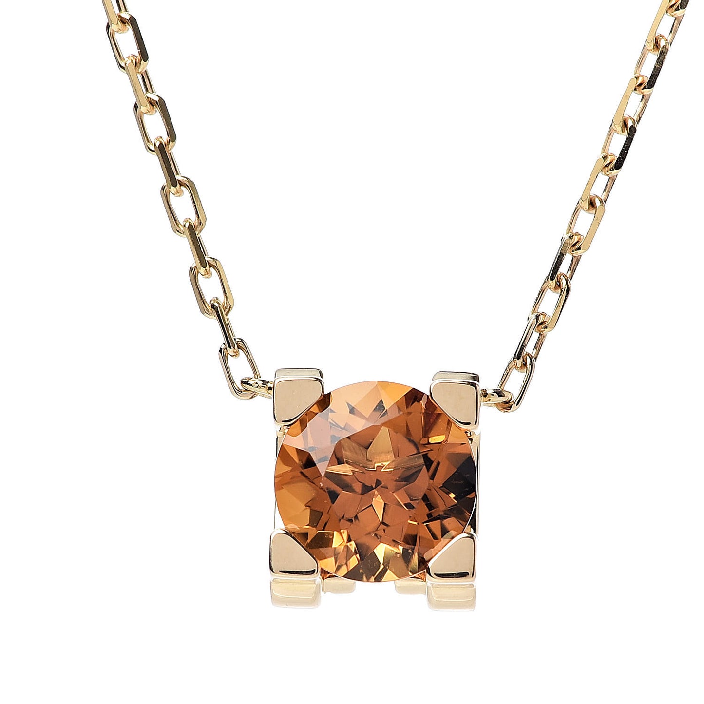 18K Yellow Gold Citrine C De Pendant Necklace
