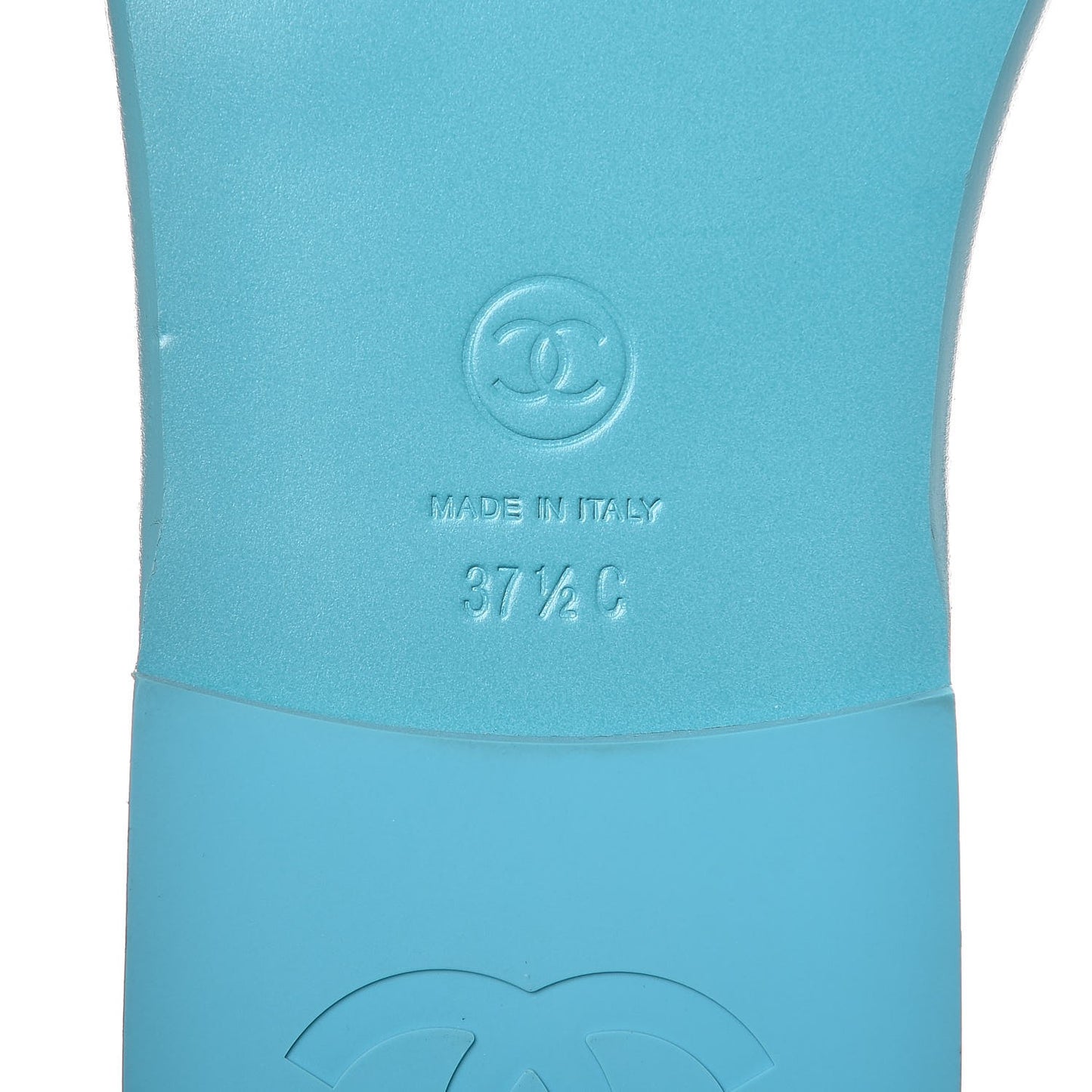 Patent Calfskin CC Slip On Mules 37.5 Turquoise