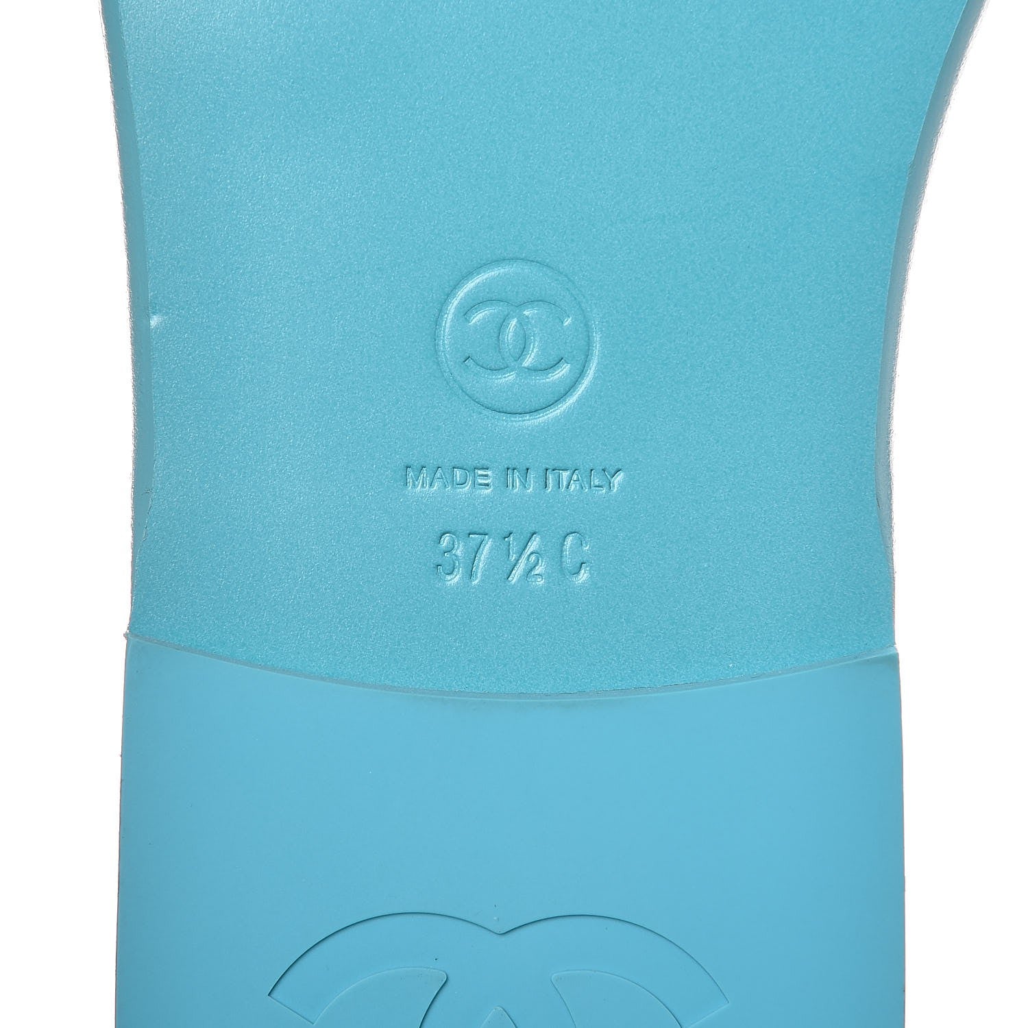 Chanel Patent Calfskin CC Slip On Mules 37.5 Turquoise 7 of 9