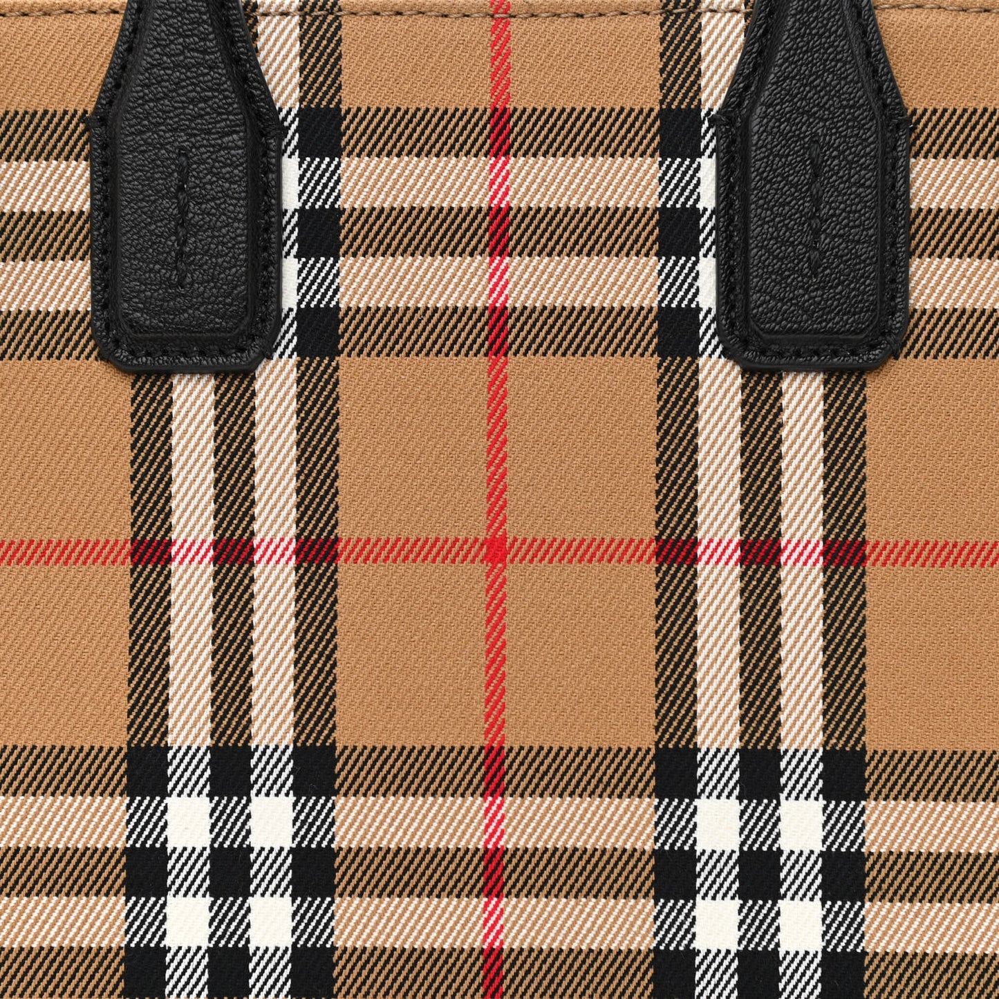 Goatskin Vintage Check Small Banner Tote Black