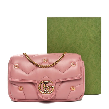 Gucci Calfskin Matelasse Double G Studs Mini Torchon GG Marmont Shoulder Bag Porcelain Rose 12 of 12