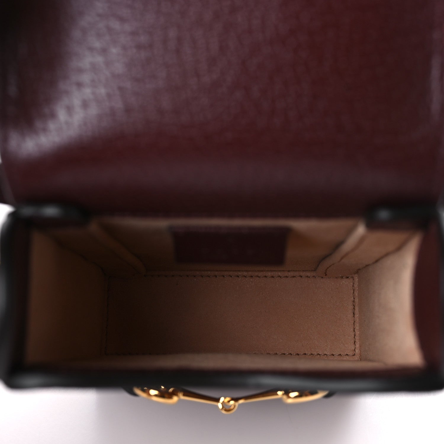 Gucci Monogram Textured Dollar Calfskin Mini Horsebit 1955 Crossbody Bag Sahara Rubino Chardonnay 5 of 10