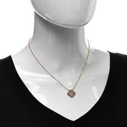 Van Cleef & Arpels 18K Rose Gold Gray Mother of Pearl Vintage Alhambra Pendant Necklace 2 of 6