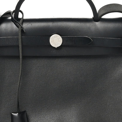Hermes Toile H Berline Vache Hunter Herbag Zip PM 31 Black Ecru 9 of 13