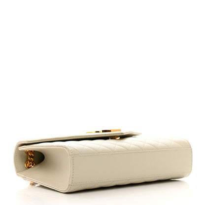 Saint Laurent Grain De Poudre Textured Mixed Matelasse Medium Triquilt Monogram Satchel Crema Soft 4 of 10