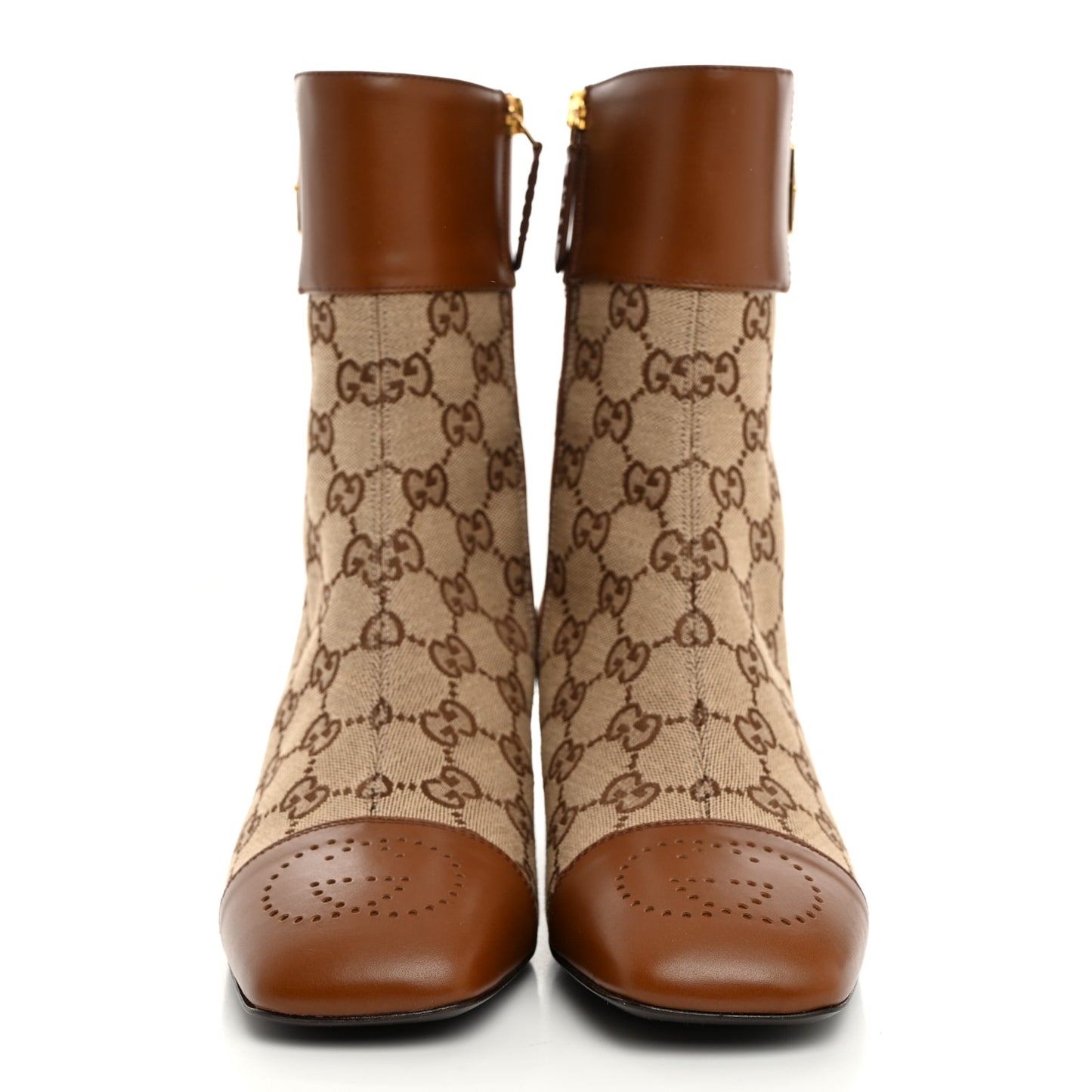 Monogram Cordovan Lux GG Ankle Boots 39 Beige Cuir