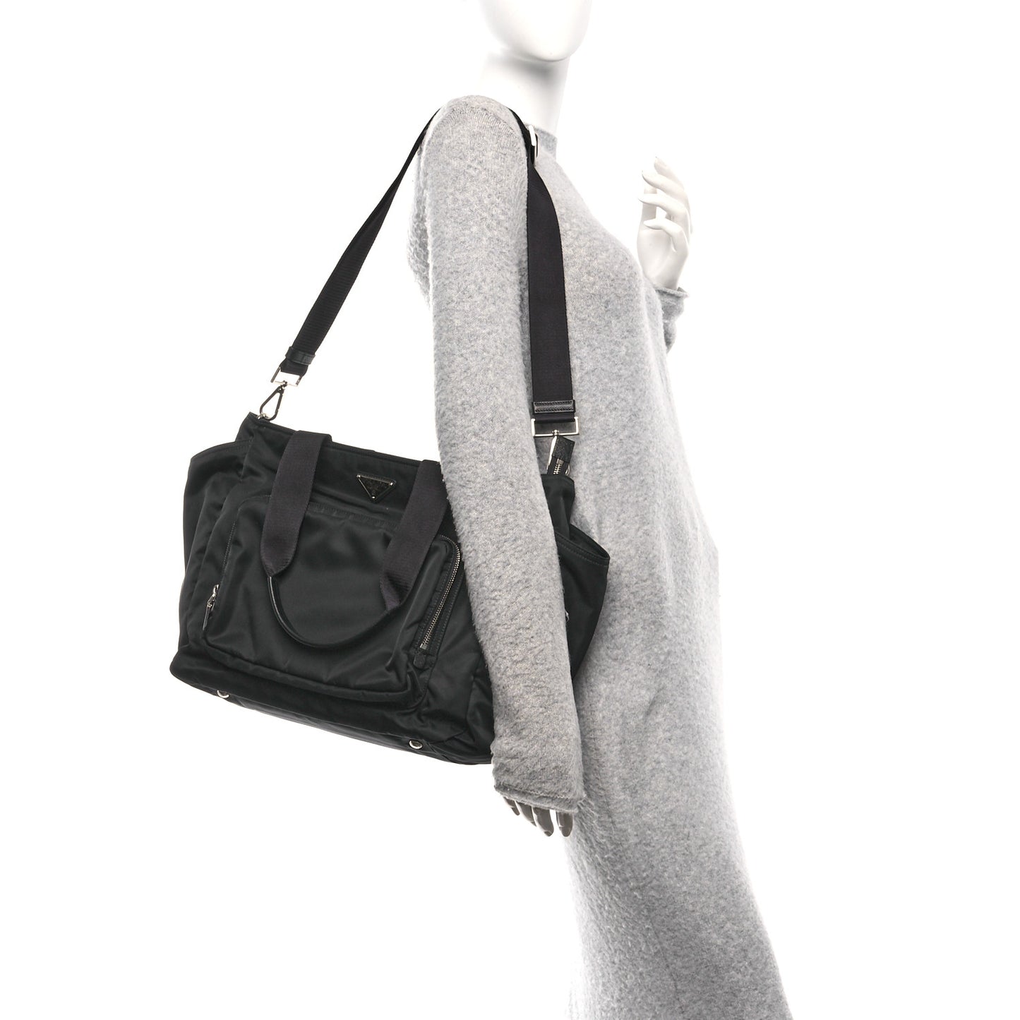 Tessuto Nylon Vela Diaper Bag Black