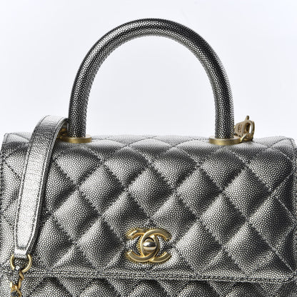 Chanel Metallic Caviar Quilted Mini Coco Handle Flap Silver 9 of 9