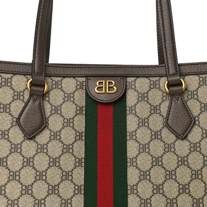 Gucci X BALENCIAGA BB Supreme Monogram Web Medium Ophidia Shopping Tote Beige New Acero 8 of 11