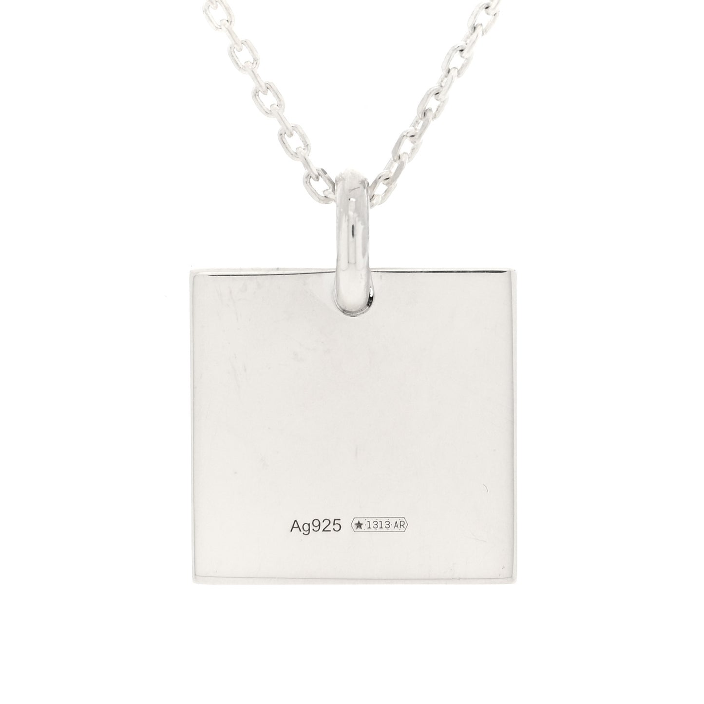 Sterling Silver Trademark Logo Square Pendant Necklace
