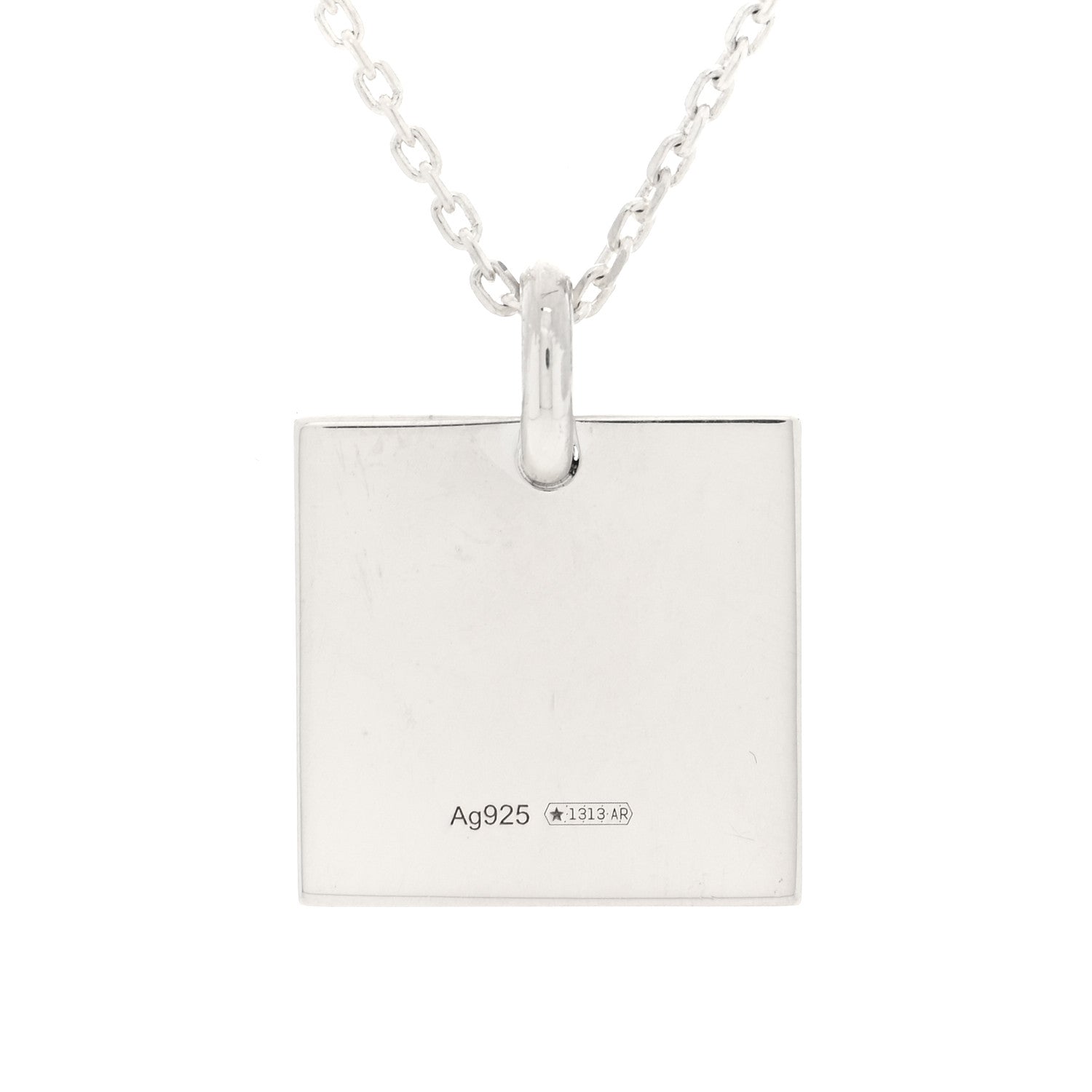 Gucci Sterling Silver Trademark Logo Square Pendant Necklace 4 of 5