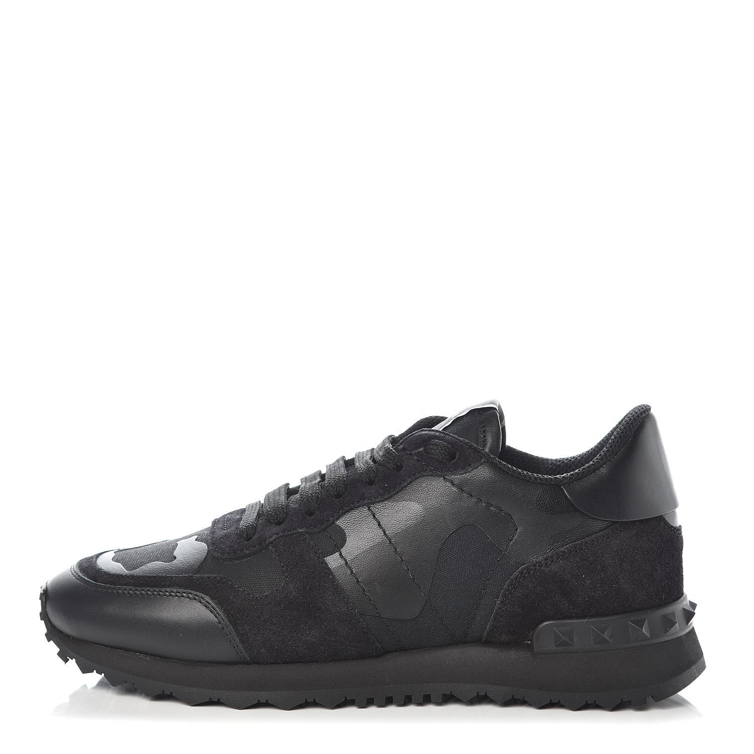Valentino Garavani Nappa Suede Camouflage Womens Rockrunner Sneakers 36 Black 1 of 8