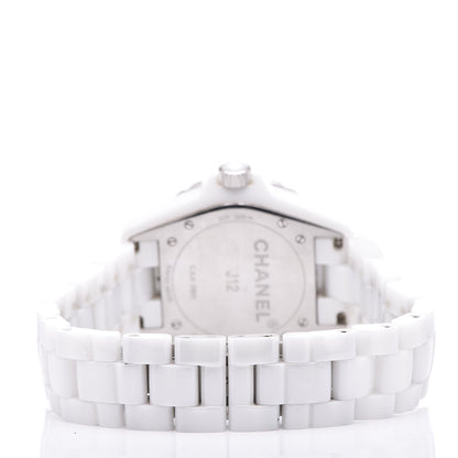 Chanel Stainless Steel Ceramic Diamond 38mm J12 Automatic Watch White 4 of 7