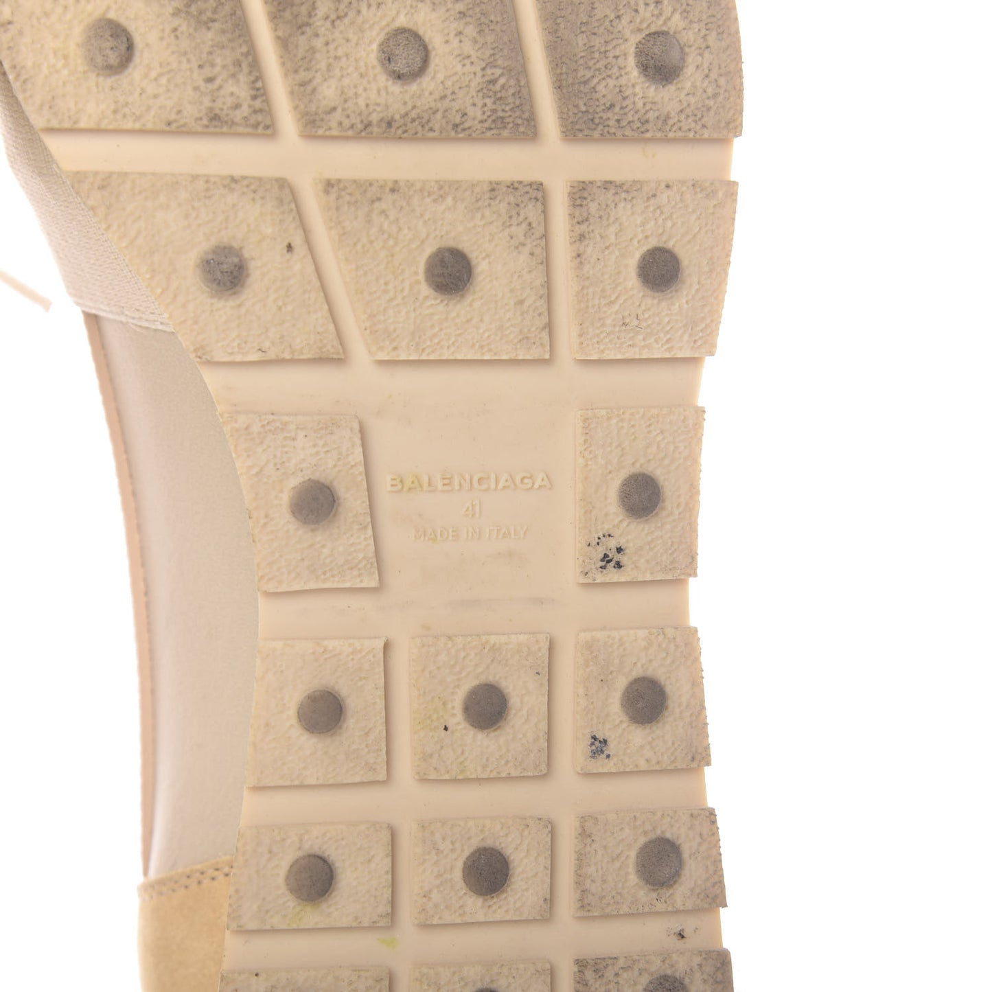 Calfskin Neoprene Mesh Womens Race Runner Sneakers 41 Beige Grey