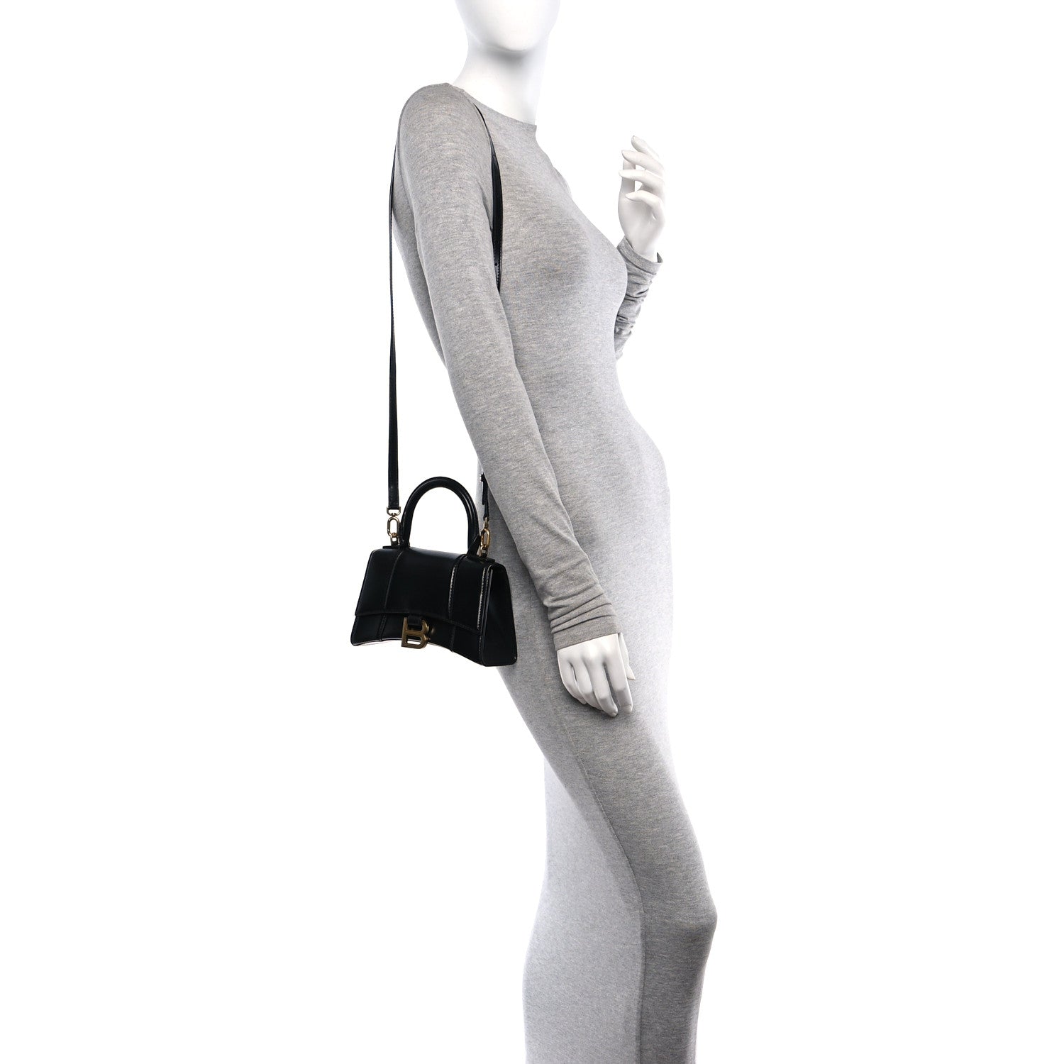 Balenciaga Shiny Box Calfskin Hourglass Top Handle Bag XS Black 2 of 10
