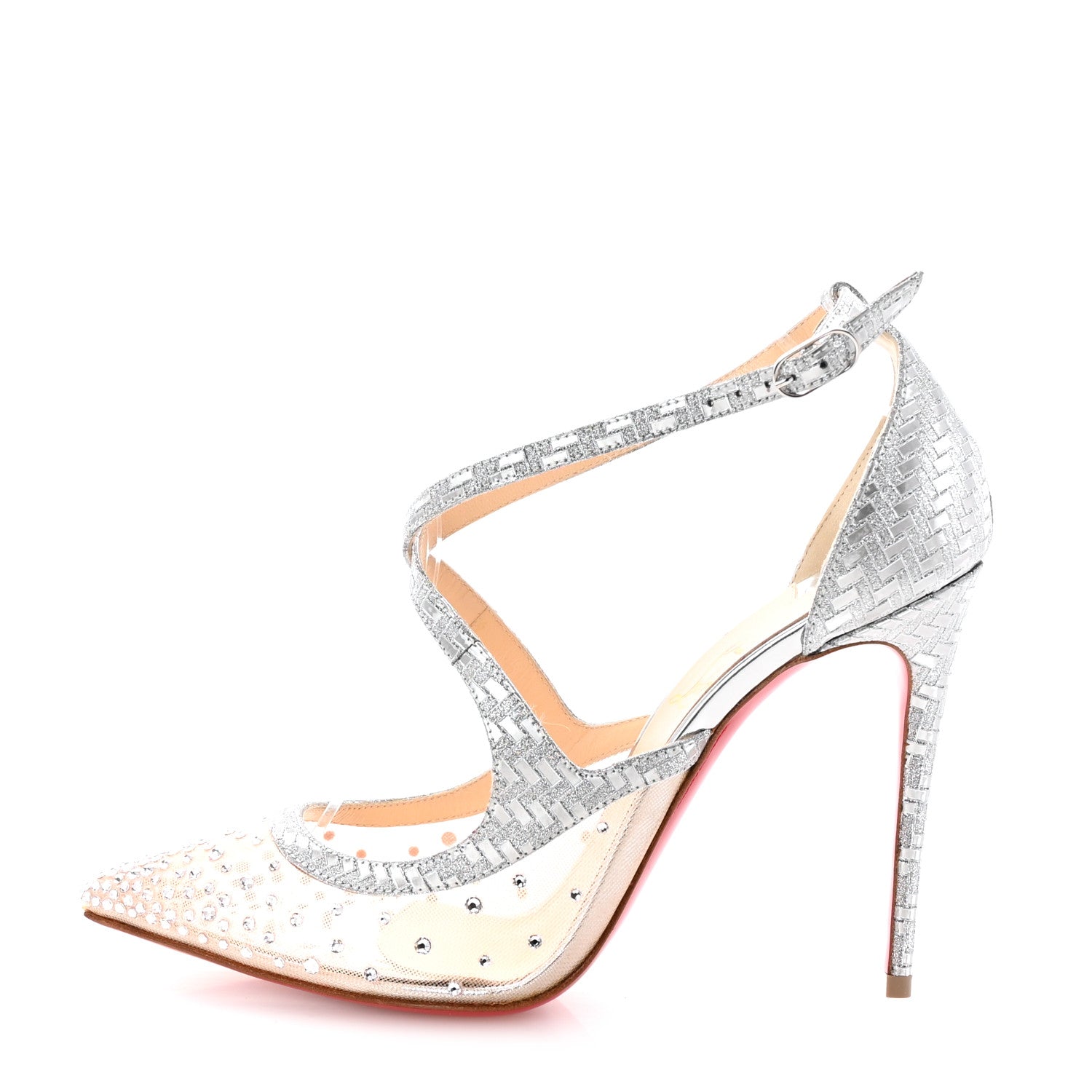 Christian Louboutin Rette Twistissima Strass 100 Pumps 36.5 Crystal 1 of 8
