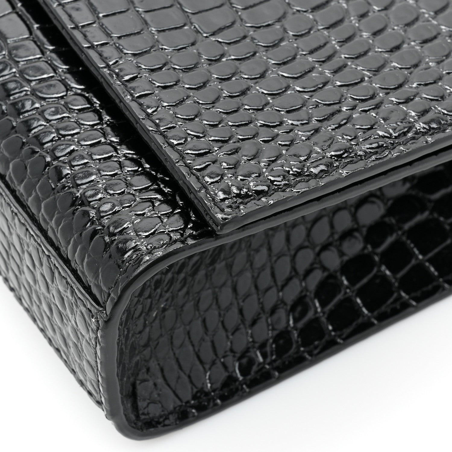 Saint Laurent Calfskin Crocodile Embossed Medium Classic Monogram Kate Tassel Satchel Black 10 of 12